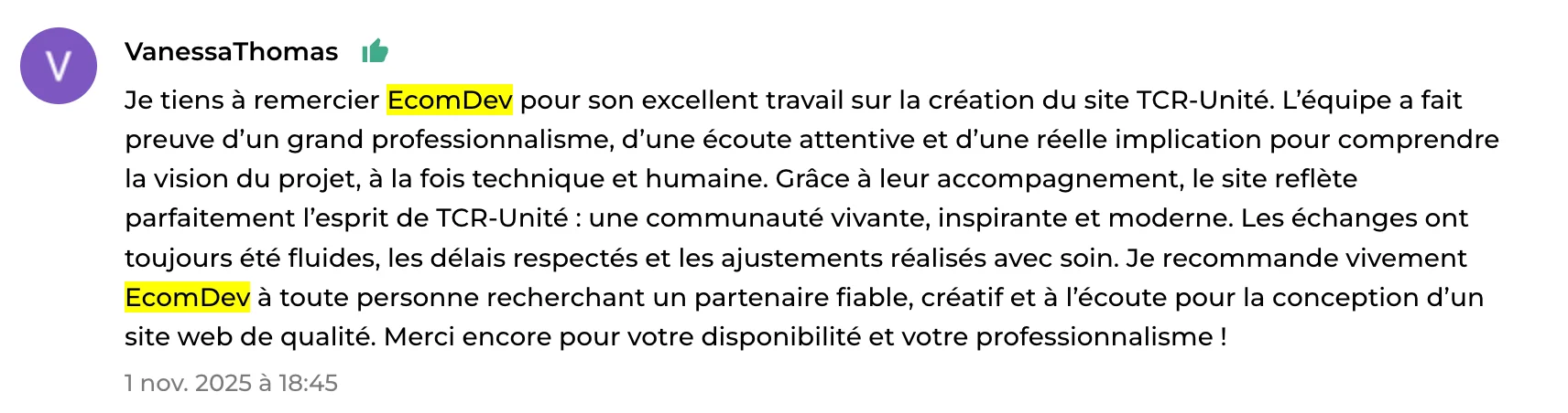 Avis client