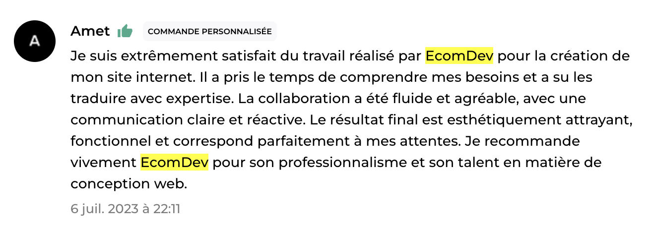 Avis client