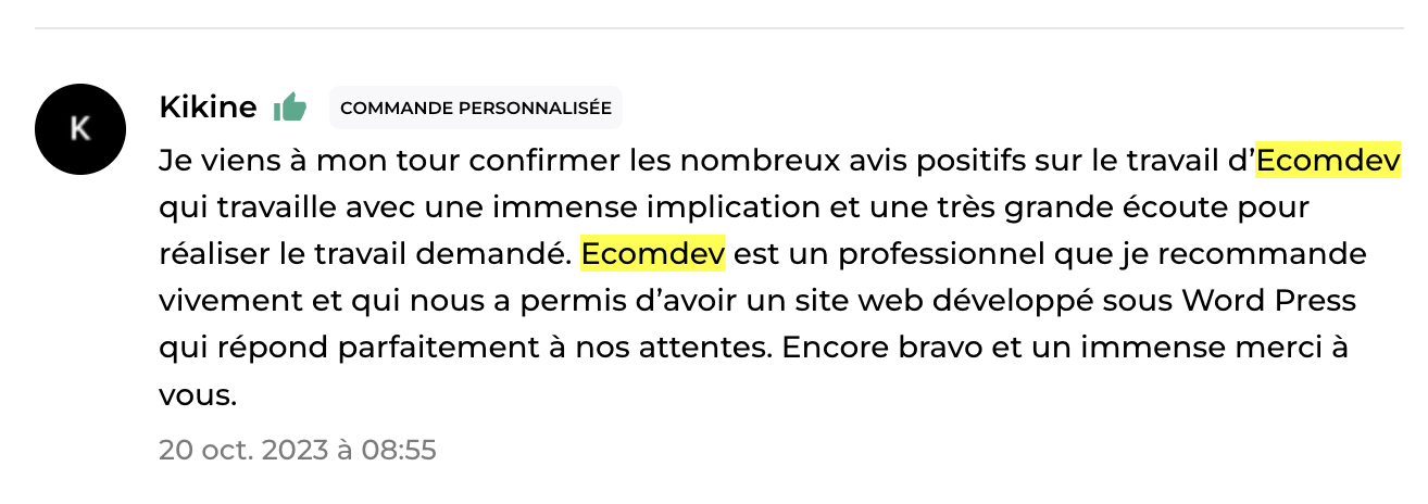 Avis client